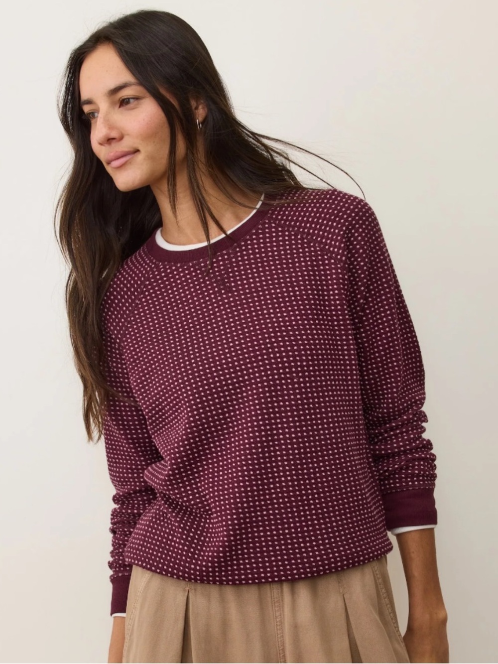 Marine Layer Textured Raglan Sweatshirt - plum